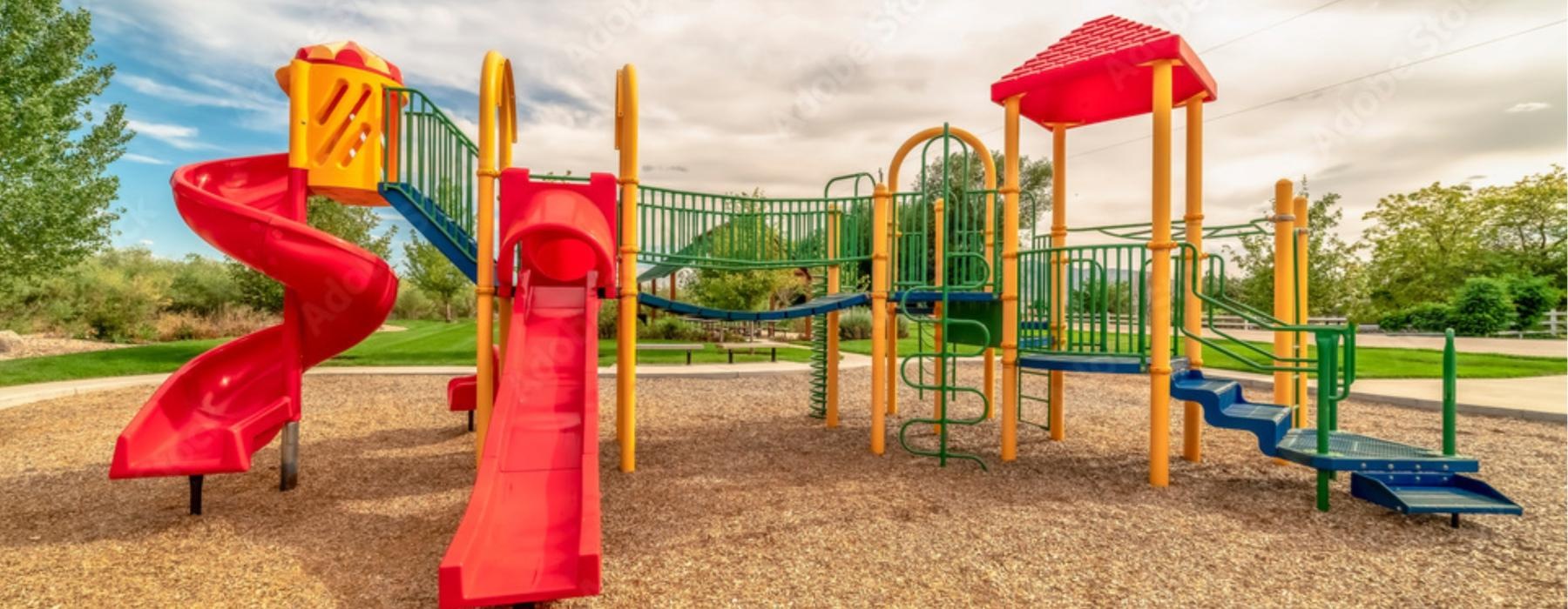 a playground with a slide